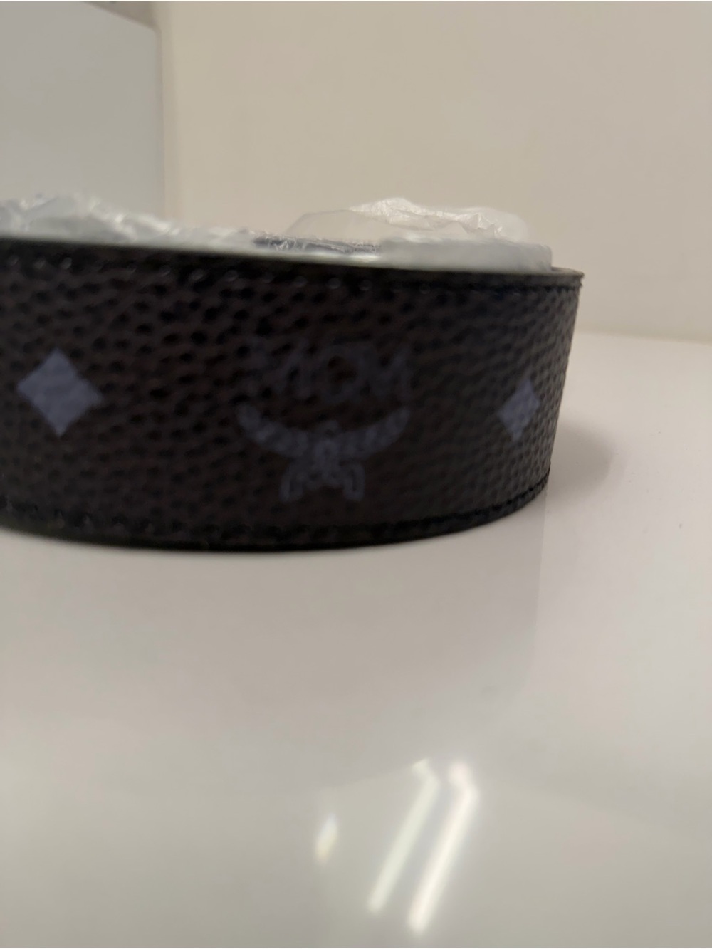 MCM Matte Black Reversible Leather Belt Mens Size 41-43 - Picture 8 of 12